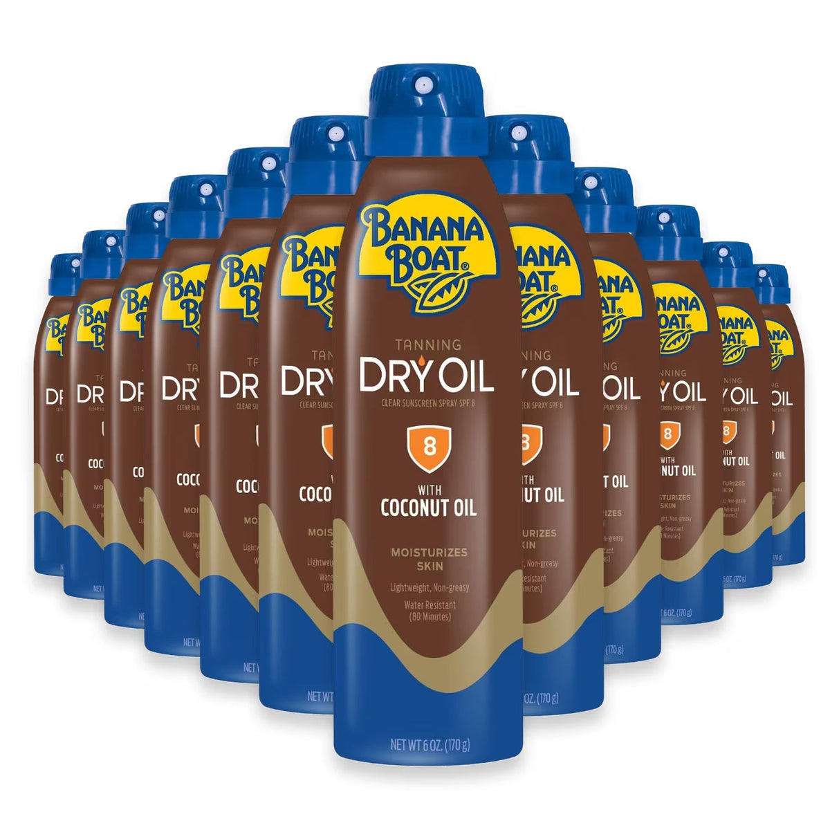 Banana Boat UltraMist Dry Oil Clear Spray Tanning Sunscreen SPF 8 6 oz - 12 Pack