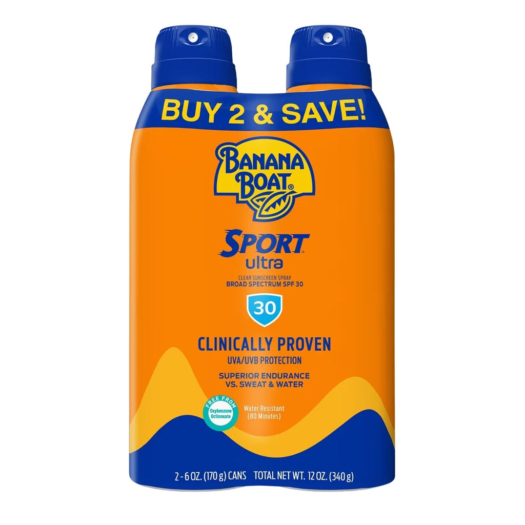 Banana Boat Sport Ultra Mist Ultra Clear Sunscreen Spray SPF 30, 12 oz - 2 Ct - 6 Pack