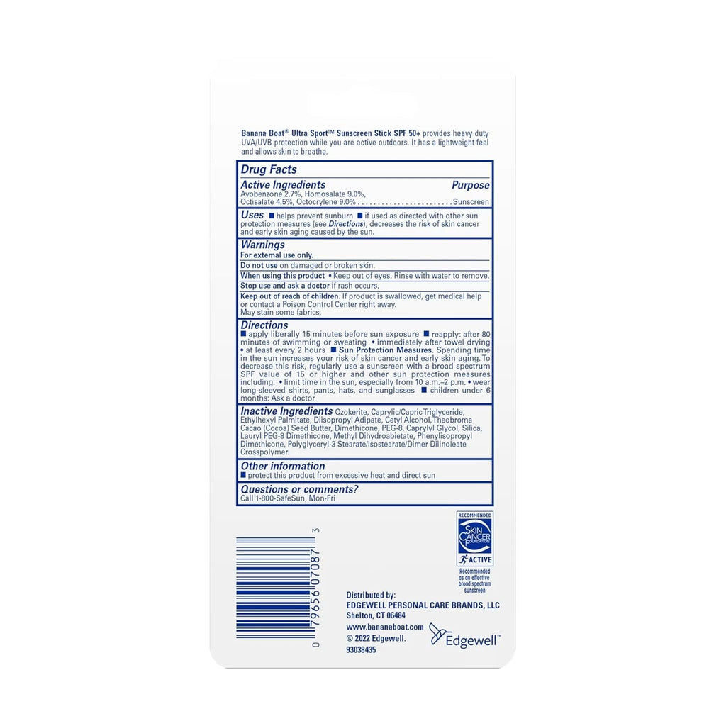 Banana Boat Ultra Sport Sun Stick SPF50 - 1.5oz- 12 Pack